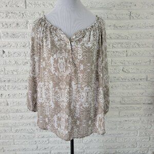 Apt 9 Women Top Extra Large 3/4 Elastic Sleeve Gray Animal Print ANI15XE